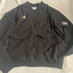 Adidas Men's Black Geometric Bomber Jacket